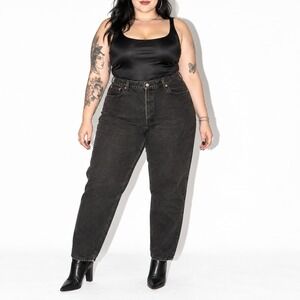 90s Vintage Levis 522 High Waist Tapered Leg Jeans Womens 20 Black Denim USA